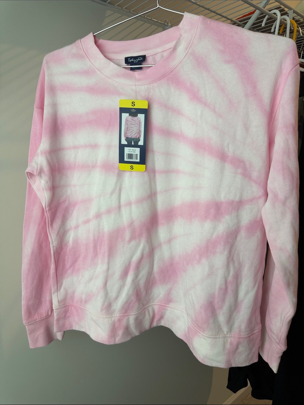 Splendid Pink and White Tie-Dye Crewneck Sweatshirt